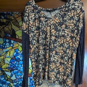Zac & Rachel Floral Long Sleeve Top - Black and Cream